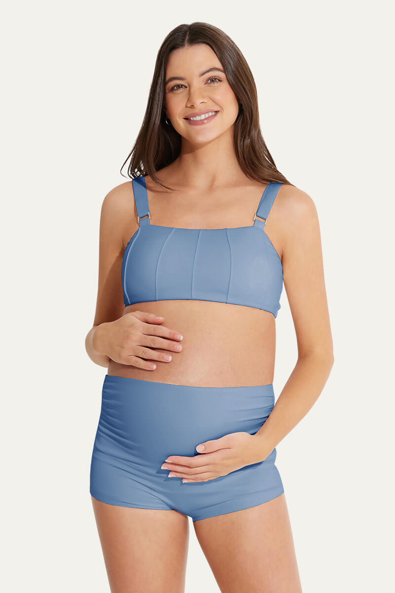 Two Piece High Waist Bikini Maternity Set With Bandeau Top