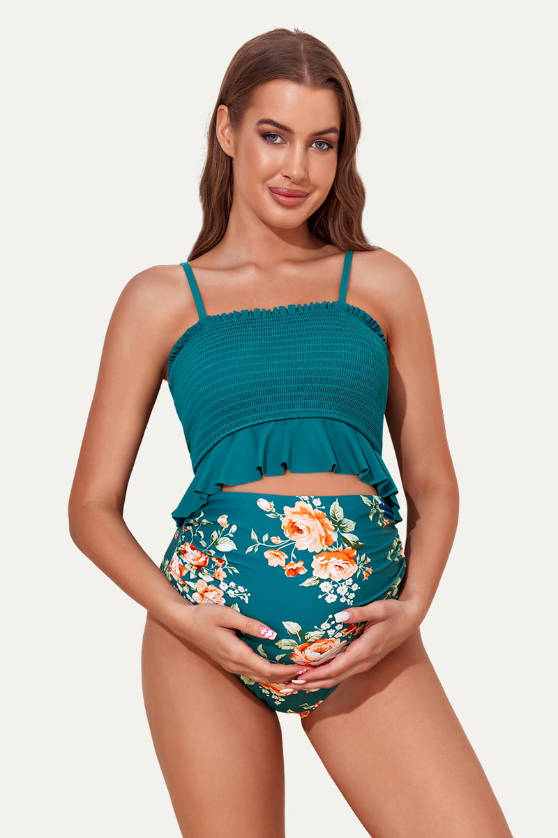 High Waisted Maternity Bikini Two Piece  Pregnancy Swimming Costume –  Summer Mae