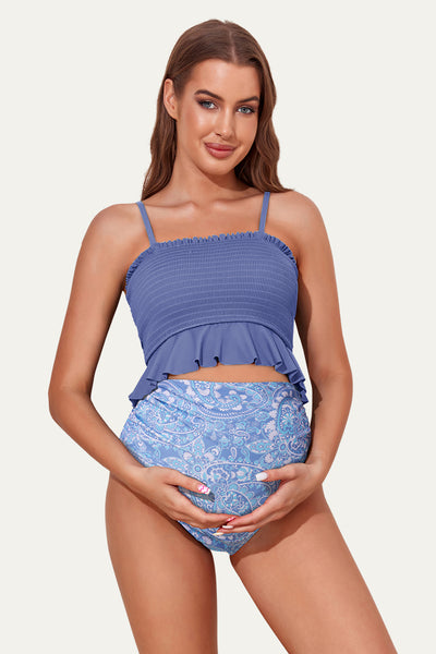 high-waisted-maternity-bikini-two-piece-pregnancy-swimming-costume-1#color_lavender-exotic-beach