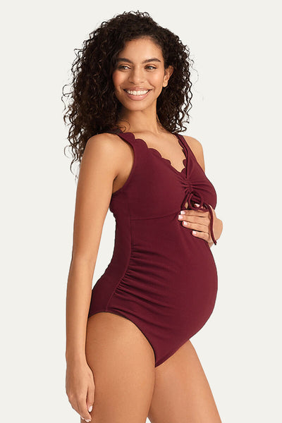 one-piece-scalloped-ruched-front-pregnancy-bathing-suit#color_burgundy
