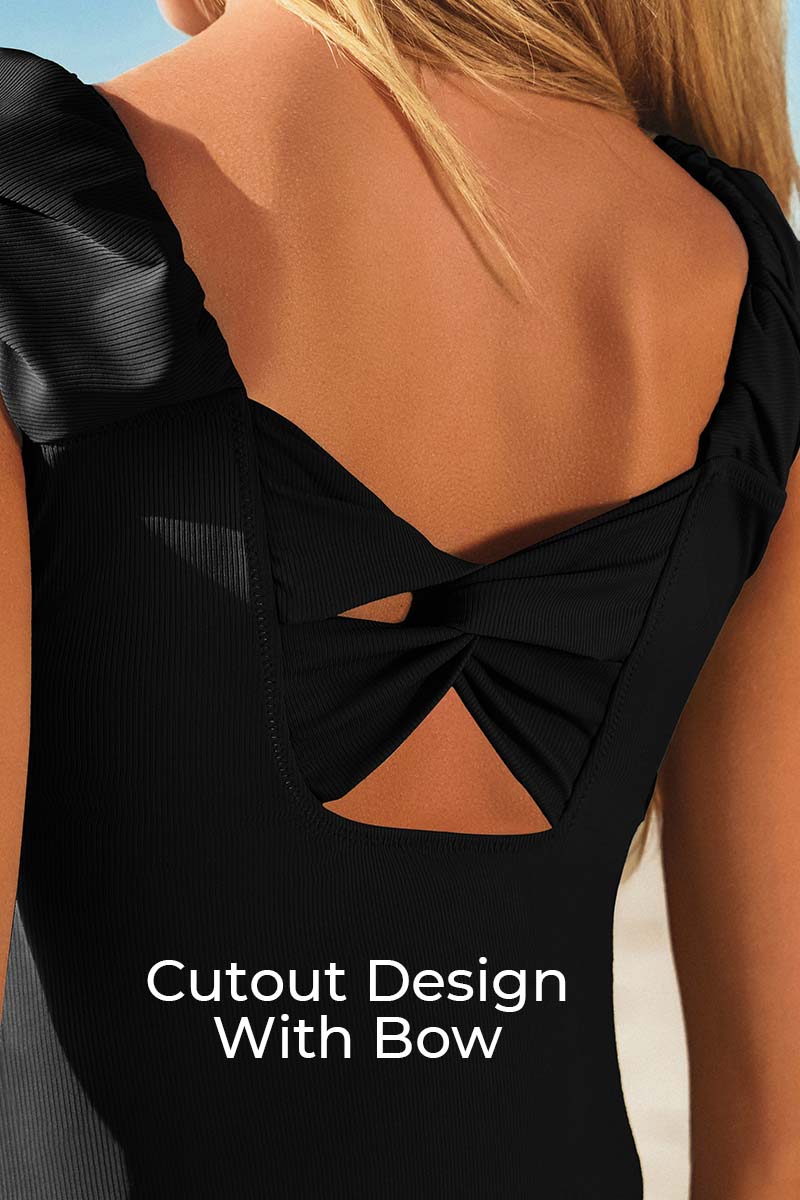 ribbed-puffy-sleeves-one-piece-tankini-swimwear-with-twist-back#color_black