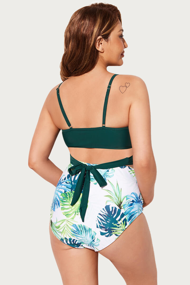 Two Piece Maternity Bathing Suit With Back Tie
